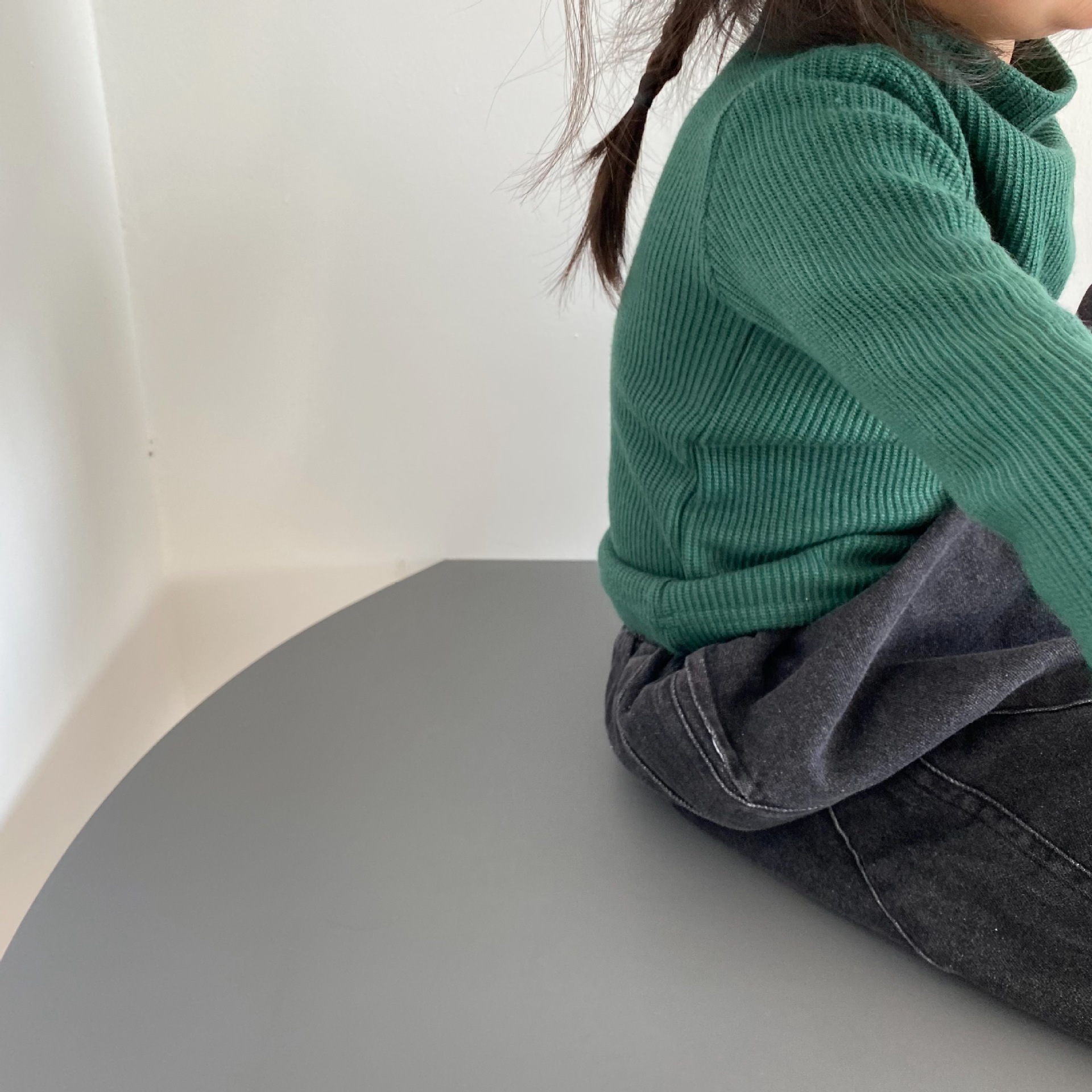 Picture of GL-kids Korean Autumn and Winter Children's Cashmere Thickened Mock-High Collar Base Shirt Men's and Women's All-Match Top Long-Sleeved T-Shirt