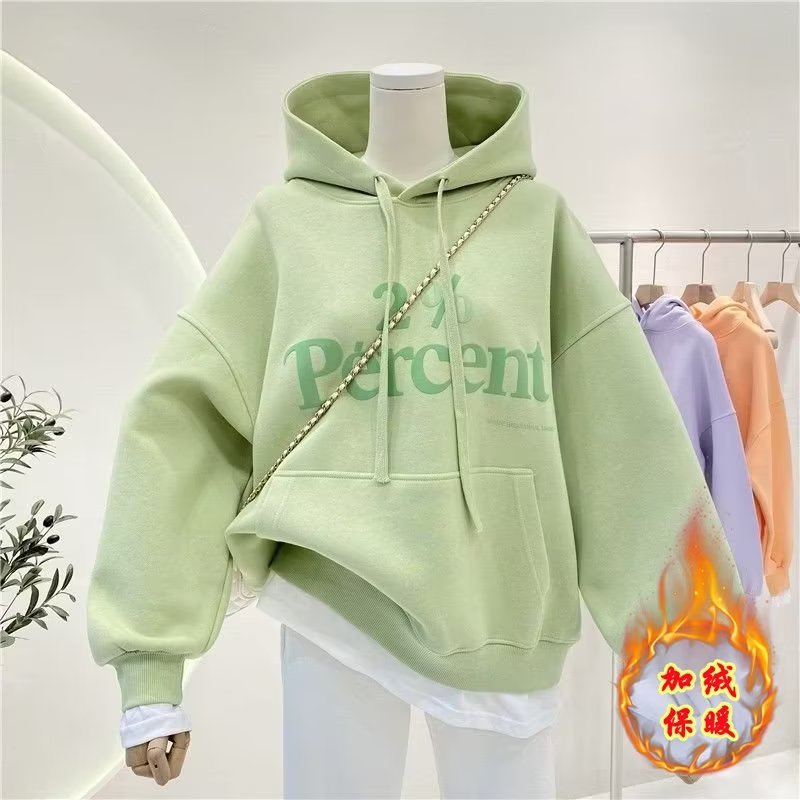 Picture of Girls' Sweats Autumn and Winter 2024 New Children's fleece-lined Hooded Big Children's Girls' Children's Wear Spring Jacket Loose Outer Wear