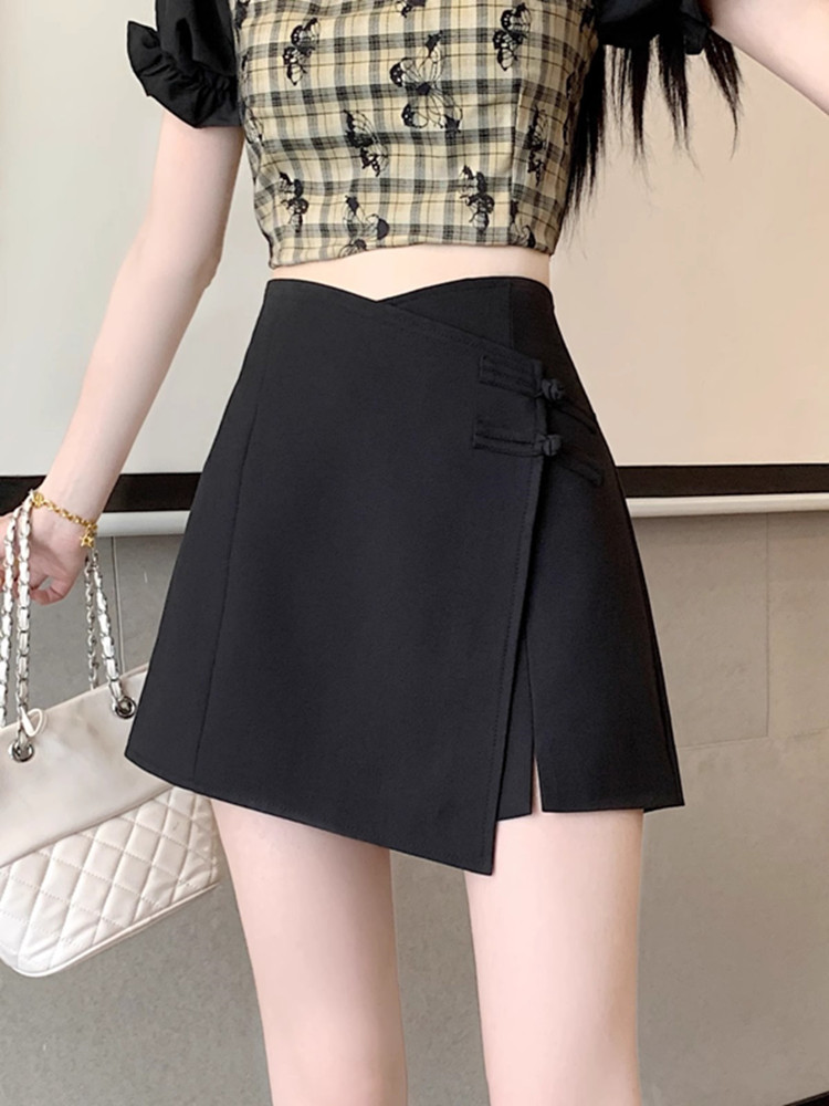 Picture of New Chinese Style Irregular Suit Pants Skirt 2024 Summer chubby girl High Waist Shorts Slimming Design Sense Skirt