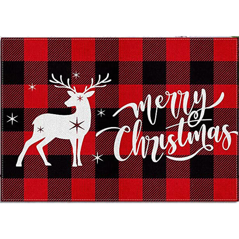 Picture of Christmas Placemat Scandinavian Style English Letter Napkin Western Restaurant Tablecloth Single Layer Linen Insulation Mat Table Mat