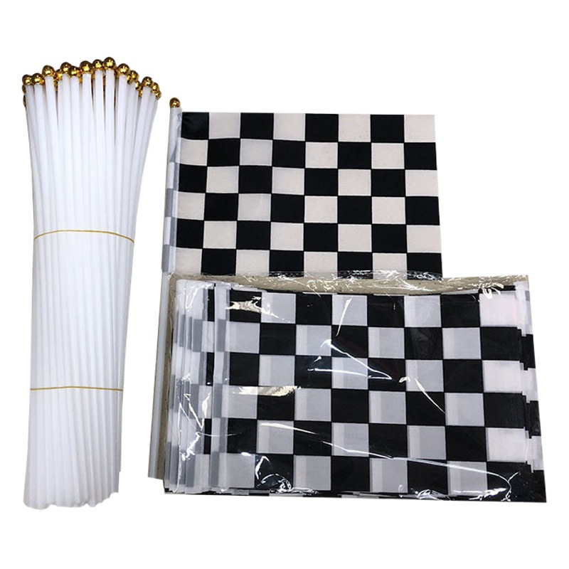 14*21cm Racing Hand-Waving Flag Spot Wholesale 5.5*8Inch Flag Black and White Plaid No. 8 Small Flag with Rod