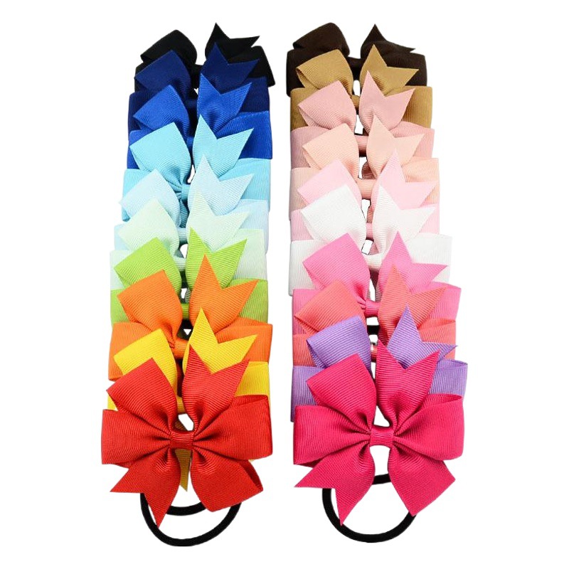 610 Foreign Trade Jewelry Rib Ribbon Bow Hair Band Leather Band Girls' Hair Rope Hair Accessories Six-ear Amazon Hair Rings