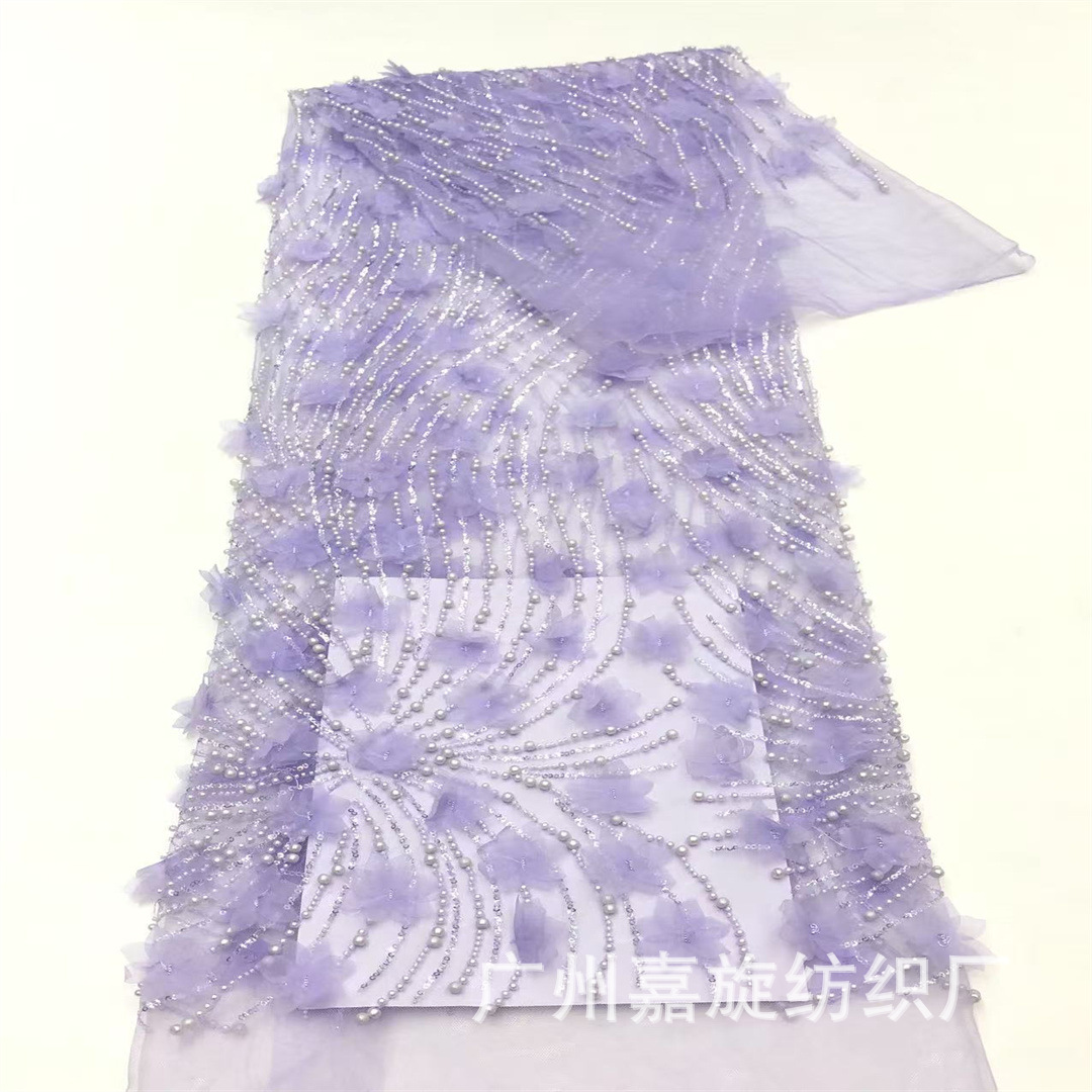 Fireworks Pattern Light Luxury High-End Heavy-Duty Three-Dimensional Floral Spaghetti Strap Dress Wedding Dress Fabric Dress Lace