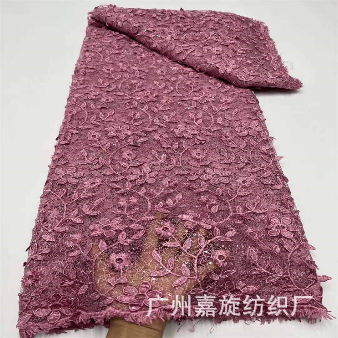 Full Mesh Plant Flower Embroidery Sequins Embroidered Cloth Computer Embroidery Dress Dress Lace Fabric JX4243