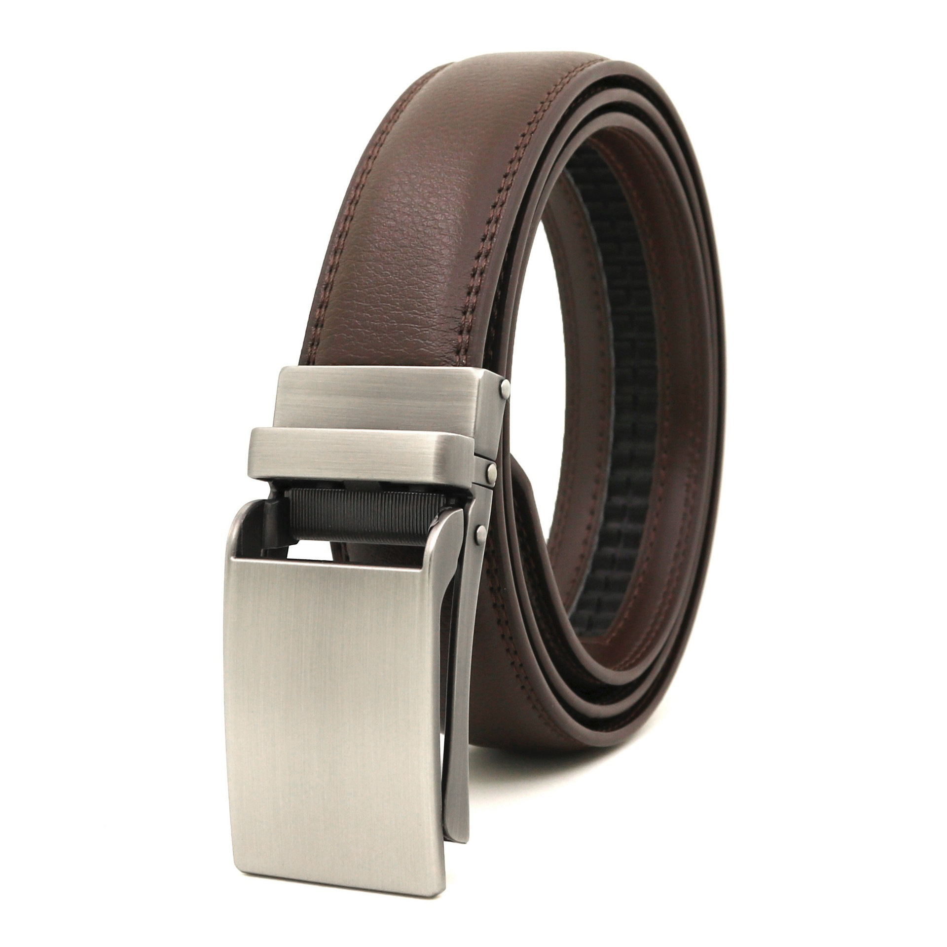 Picture of Japanese and Korean men's automatic buckle belt reverse pull buckle two-layer cowhide leather belt business Foreign Trade factory wholesale