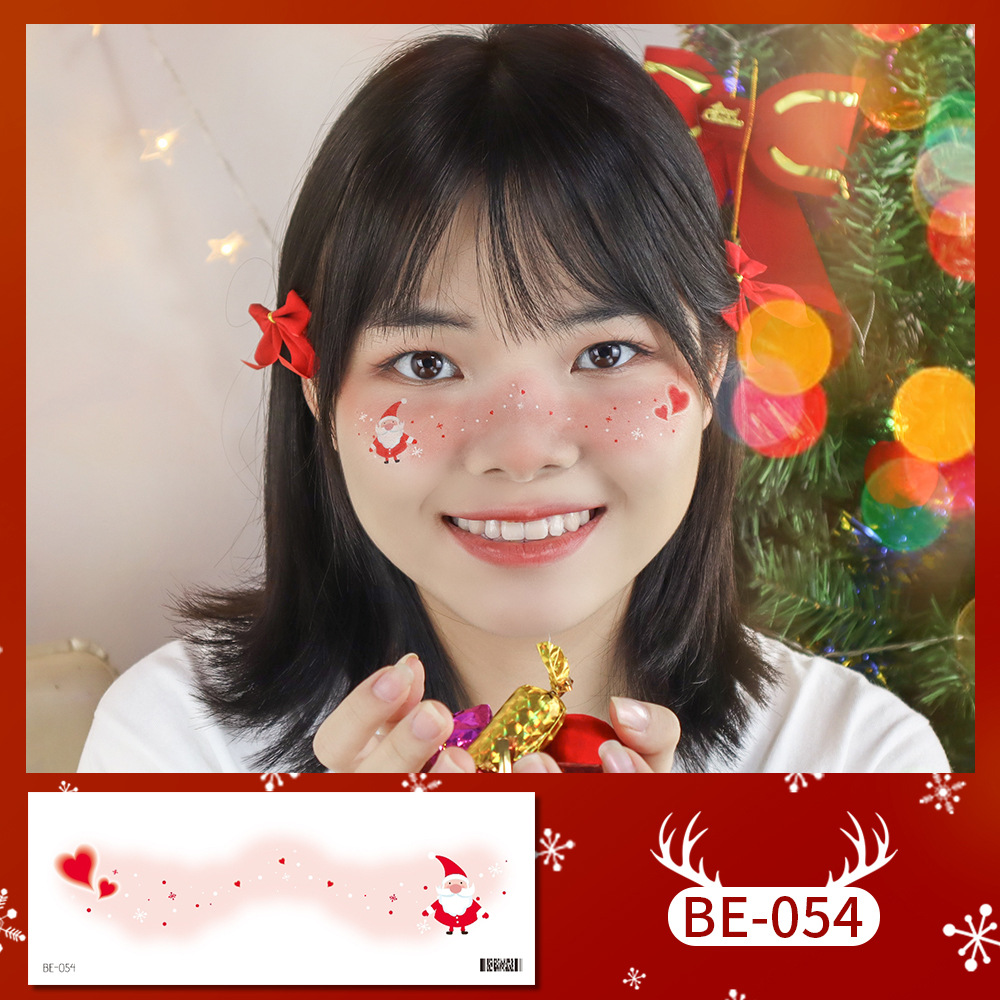 Picture of New cute Christmas face tattoo stickers love snowflake elk girl blush makeup face stickers cross-border in stock