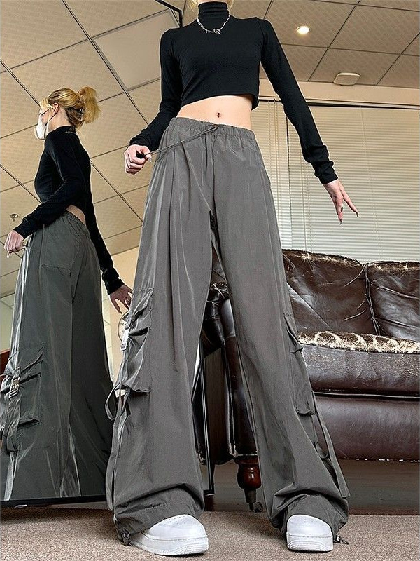 Maillard fashion tall and small parachute leg cargo pants women's loose straight niche design slacks