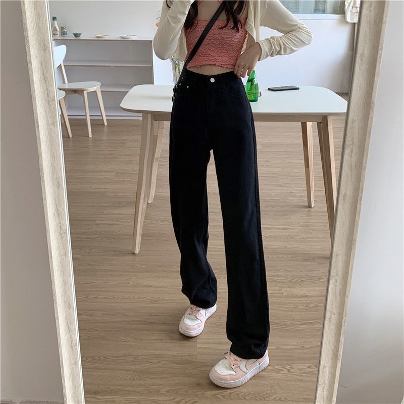Picture of 885 jeans women's personalized high waist wide leg pants slimming straight pants loose ins trendy loose niche high street