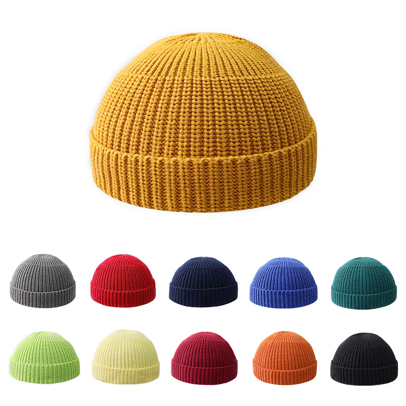 Picture of Cross-border Autumn and Winter Solid Color Light Plate Knitted Hat Warm Wool Hat Men's Trendy Brand Women's All-match Dome Guapi Hat Cold Hat