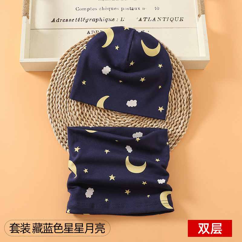 Picture of New baby double hat suit warm Amazon foreign trade wholesale printing children's scarf hat suit