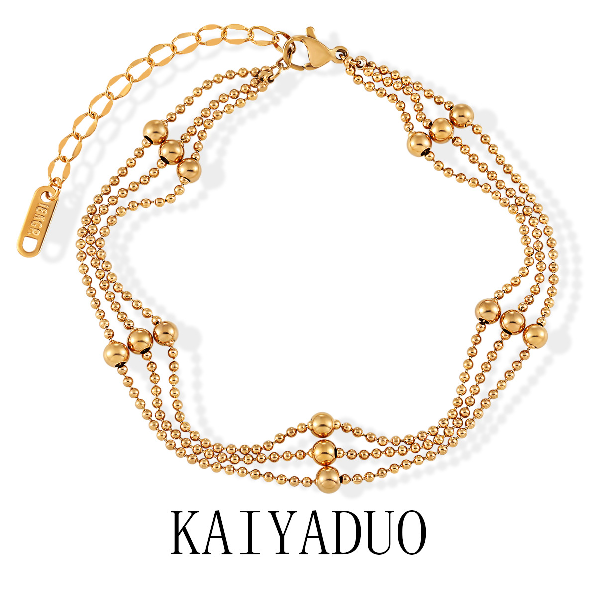 Korean Style Ins Simple All-match Niche Round Bead Anklet Women's Fashionable Elegant Personalized Gold Plated Titanium Steel Anklet Jewelry
