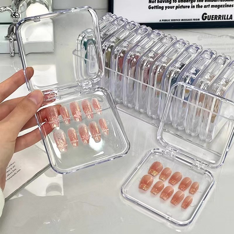 Wearable Nail Storage Box Acrylic Transparent Sealed Collection Dust-Proof Nail Box Rectangular Nail Art Storage Box