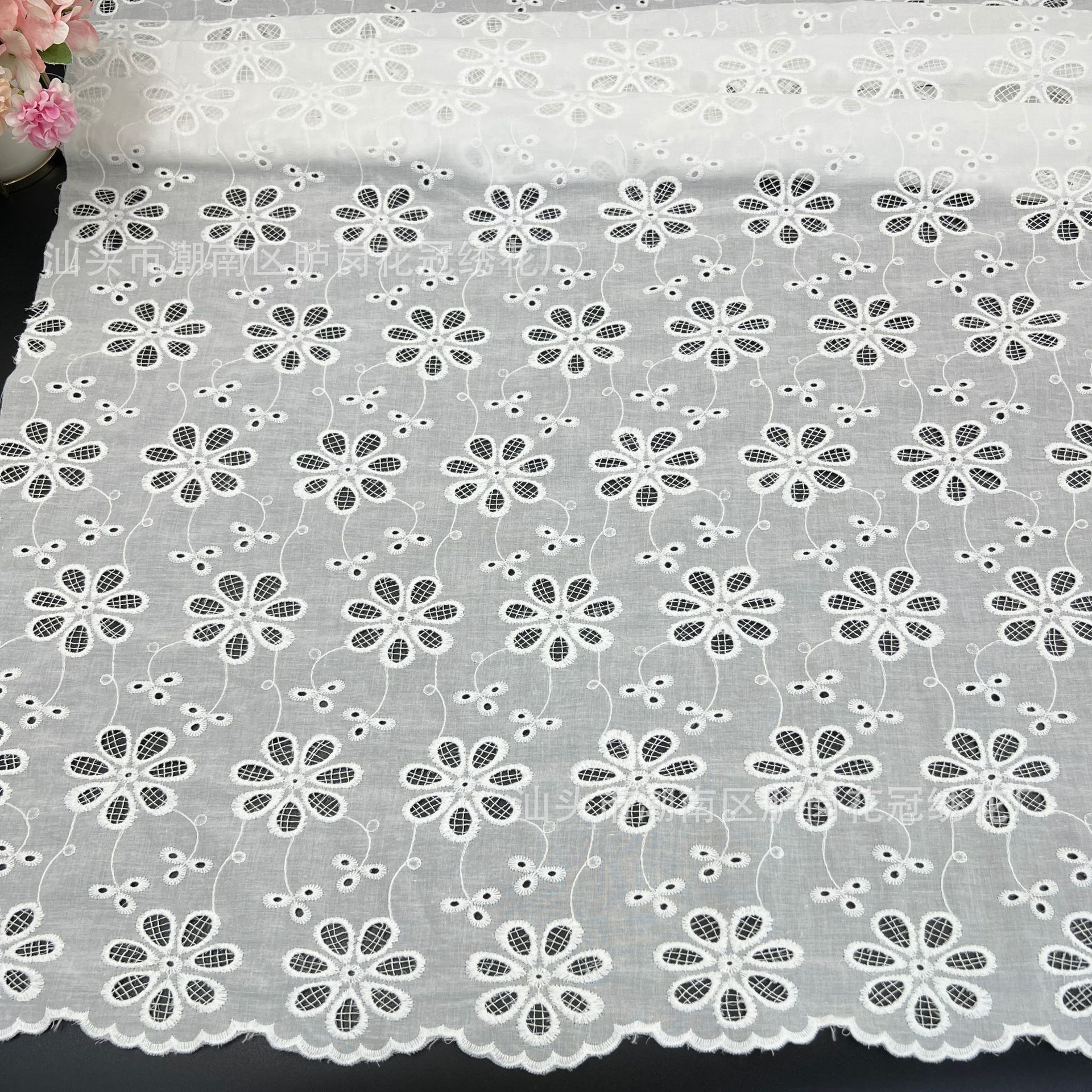 New Cotton Hollow Lace Fabric dress Embroidery Fabric Cotton Bilateral Embroidery Water Soluble Lace Fabric
