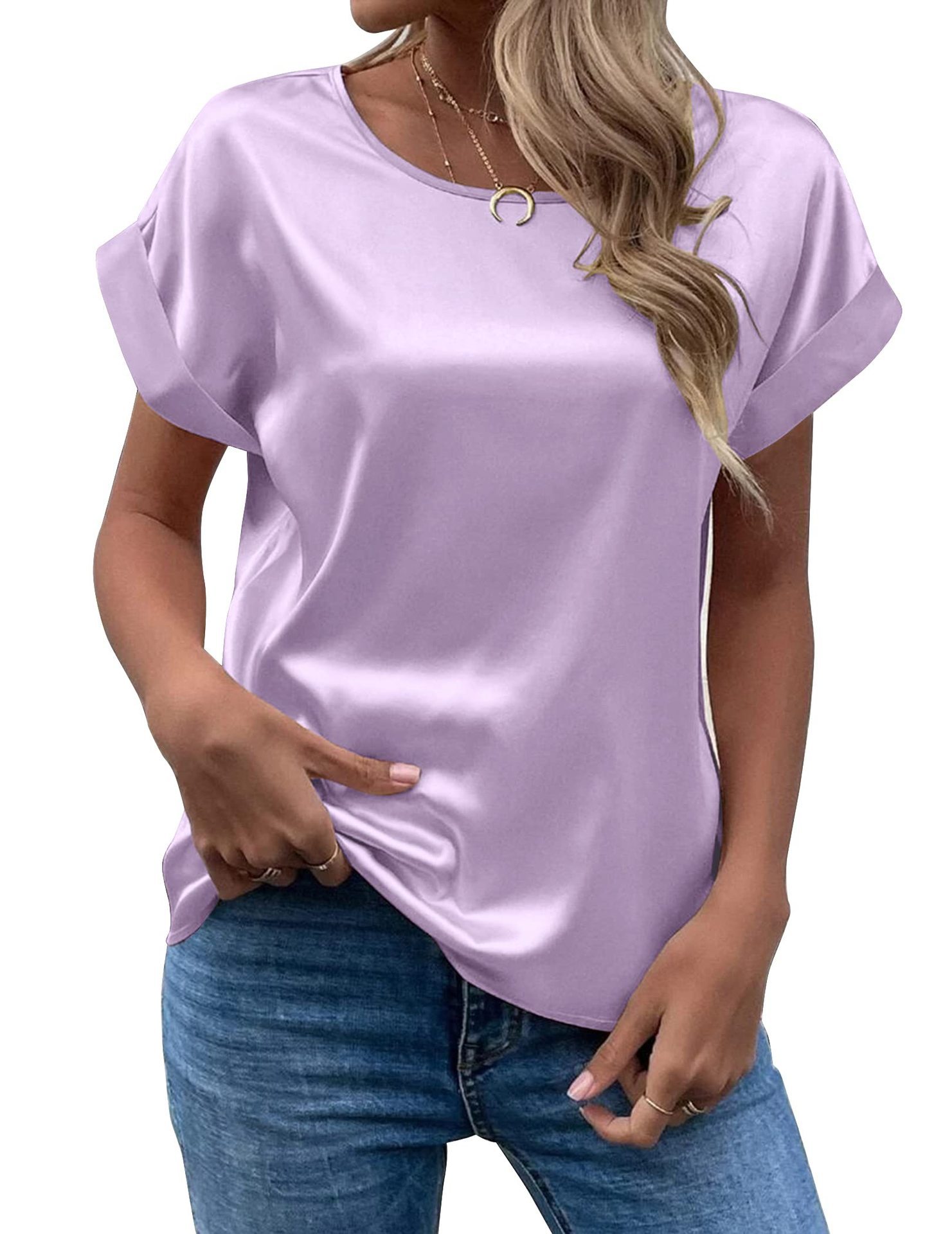 Picture of Fashion 2025 summer foreign trade source OL temperament Sade pullover round neck straight tube women's T-shirt primary source