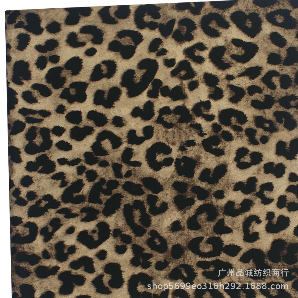 Broken card plain satin printed European and American style leopard print chiffon printed spring and summer women's shirt anti-mosquito pants dress fabric