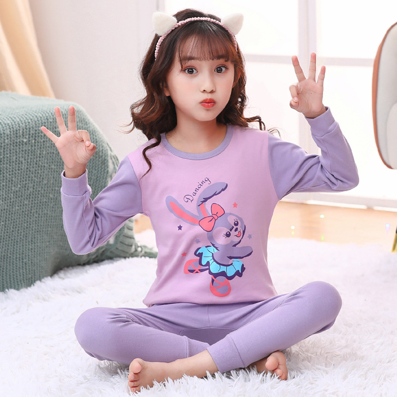 Picture of 2024 Autumn and Winter Children's Round Neck Pure Cotton Home Clothes Pajamas for Boys and Girls Cartoon Autumn Clothes and Autumn Pants Bottoming Underwear Set