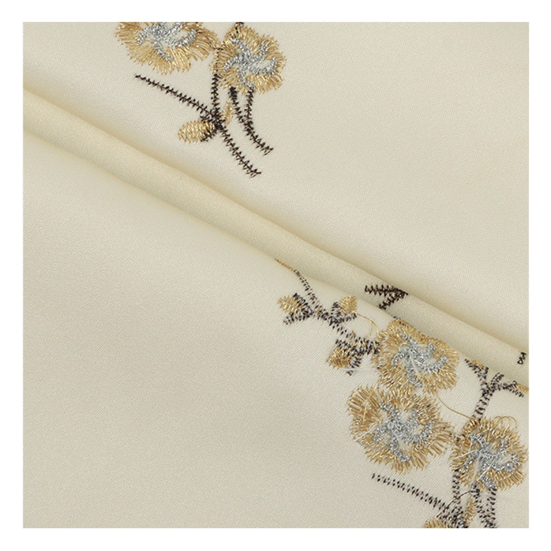 New Chinese-style silk-like satin chiffon plum embroidery fabric cheongsam vest skirt fabric