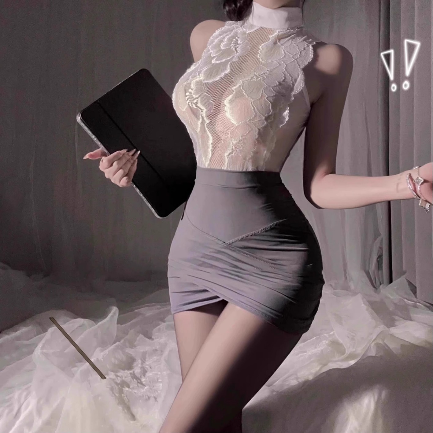 Incarnate lingerie lingerie ladies sexy temperament uniform temptation mesh perspective nightclub outfit secretary outfit OL outfit