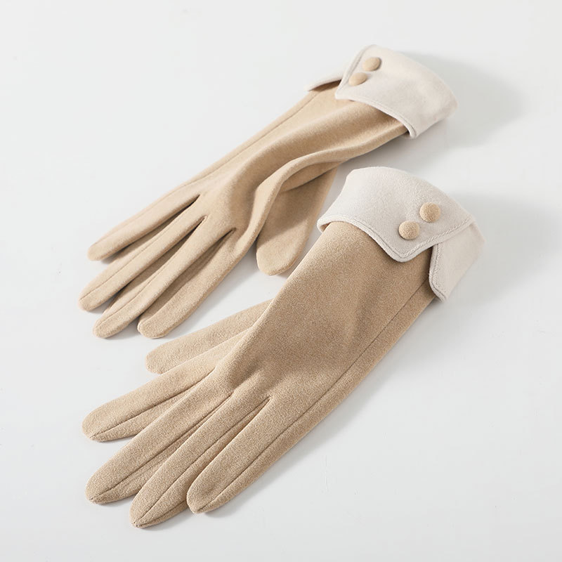 Finger autumn and winter women's warm gloves outdoor driving cycling warm wholesale cute velvet touch screen winter gloves