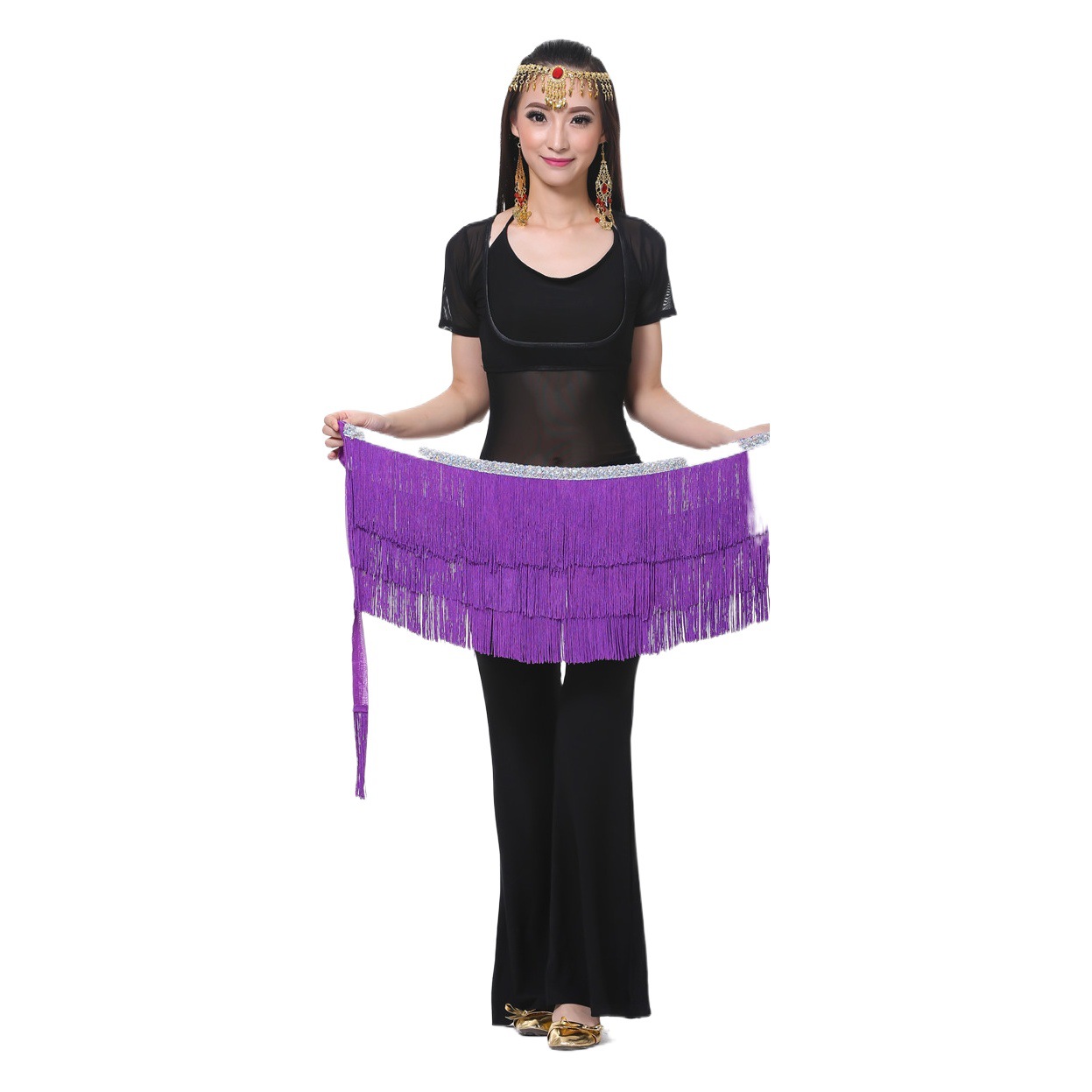 Picture of Dancer three-layer tassel waist chain belly dance waist chain belly dance tassel hip towel tassel belt wholesale