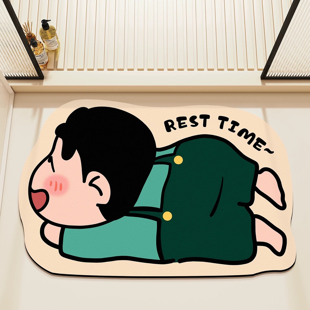 Cartoon Cute Diatom Mud Floor Mat Crayon Shin-Chan Bathroom Floor Mat Household Quick-Drying Water-Absorbent Foot Mat Stain-Resistant Anti-Slip Mat