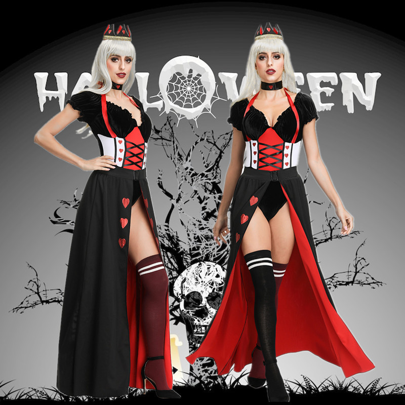 Halloween COS costume Court Queen of Hearts Princess dress Queen stage costume witch demon Vampire
