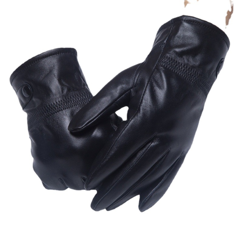 New winter leather gloves sheep leather cycling fleece-lined warm finger thin manufacturers adult sales origin