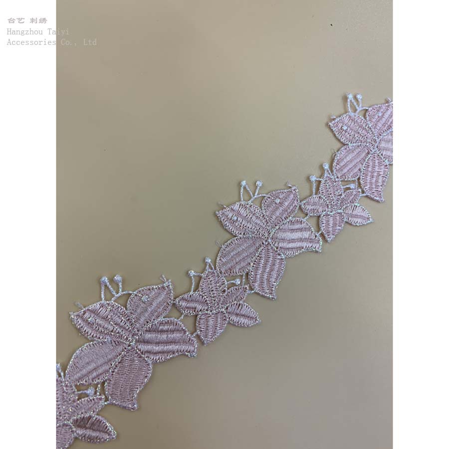 Picture of 21 Spring and Summer New Pink Size Butterfly Lace Girl Sweet Flower Taiwan Embroidery Barcode Lace