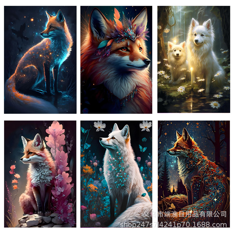 Foreign trade new cross-border 5D diamond painting full diamond landscape animal fox series diy mosaic painting manufacturers wholesale