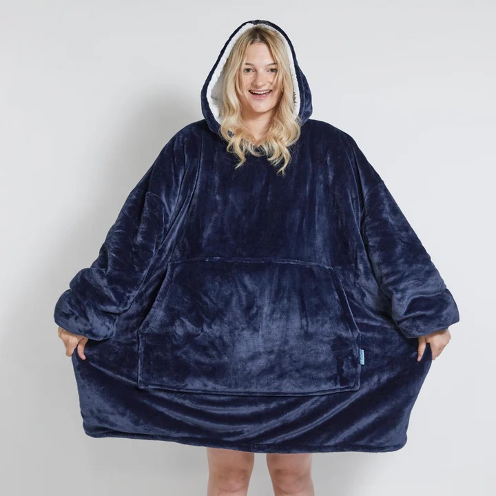 European and American Winter Flannel Lazy Nightgown Home Clothes fleece-lined Warm Pajamas Cold-proof Lazy Blanket Thickened Vertical Pocket