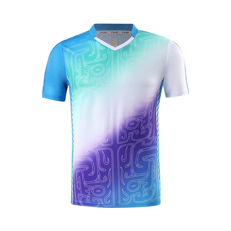 Picture of New badminton clothes suit men's quick-drying women's short-sleeved volleyball tennis table tennis clothes summer sports printing number