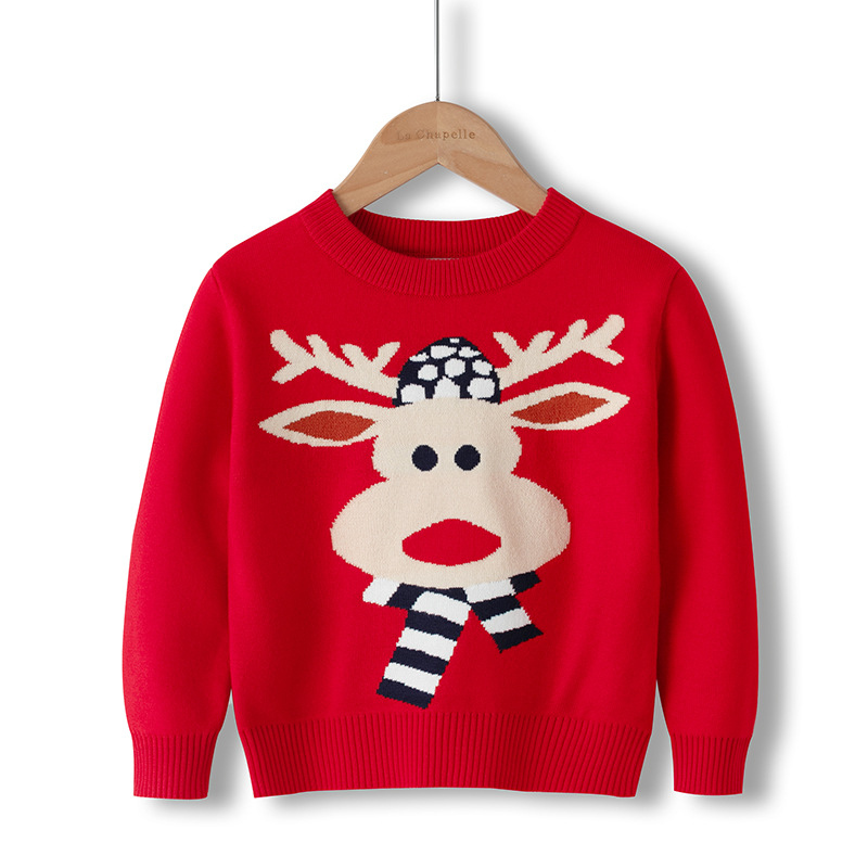 Picture of Factory wholesale boys' cartoon bottoming pullover girls' round neck Christmas sweater children's Korean-style European and American children's clothing
