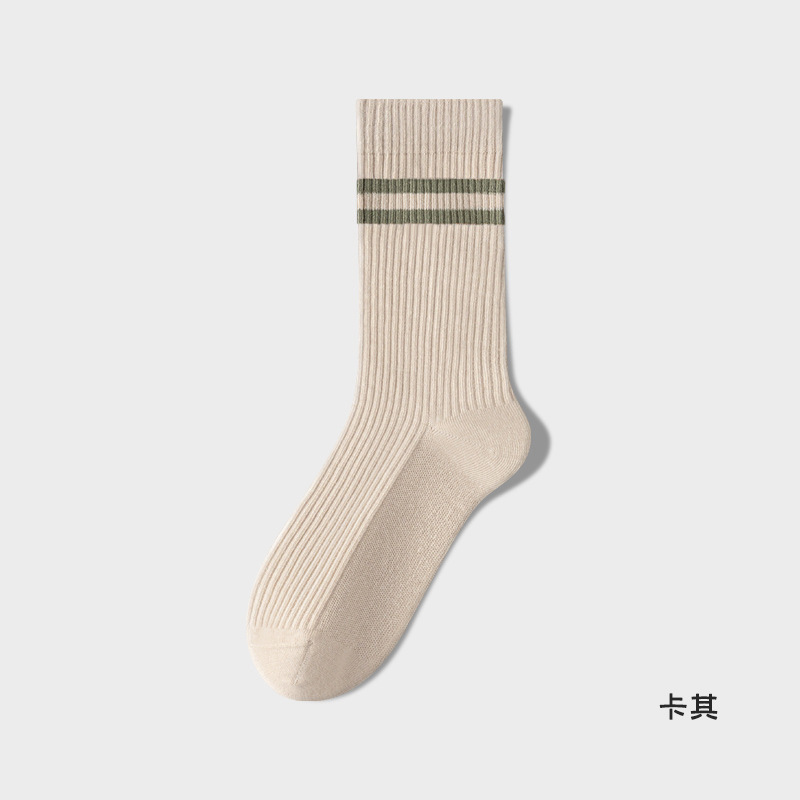 Picture of dopamine socks women's parallel bars mid-tube socks summer thin cotton sweat-absorbent sports socks summer striped boneless stockings