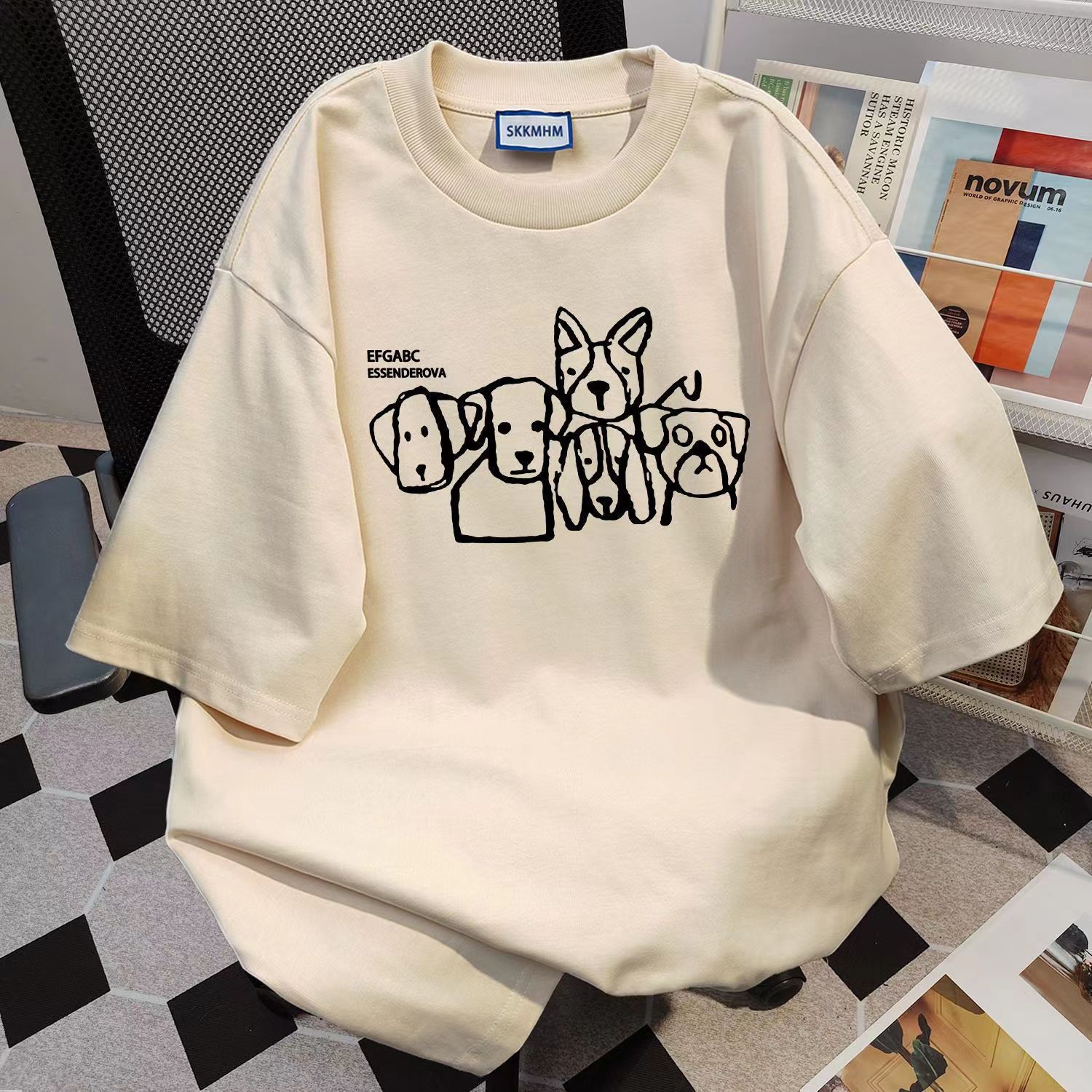 100 Cotton Korean Style Fun Printed Short Sleeve T-shirt for Men and Women Summer Street Hong Kong Style Loose All-match Couple Top