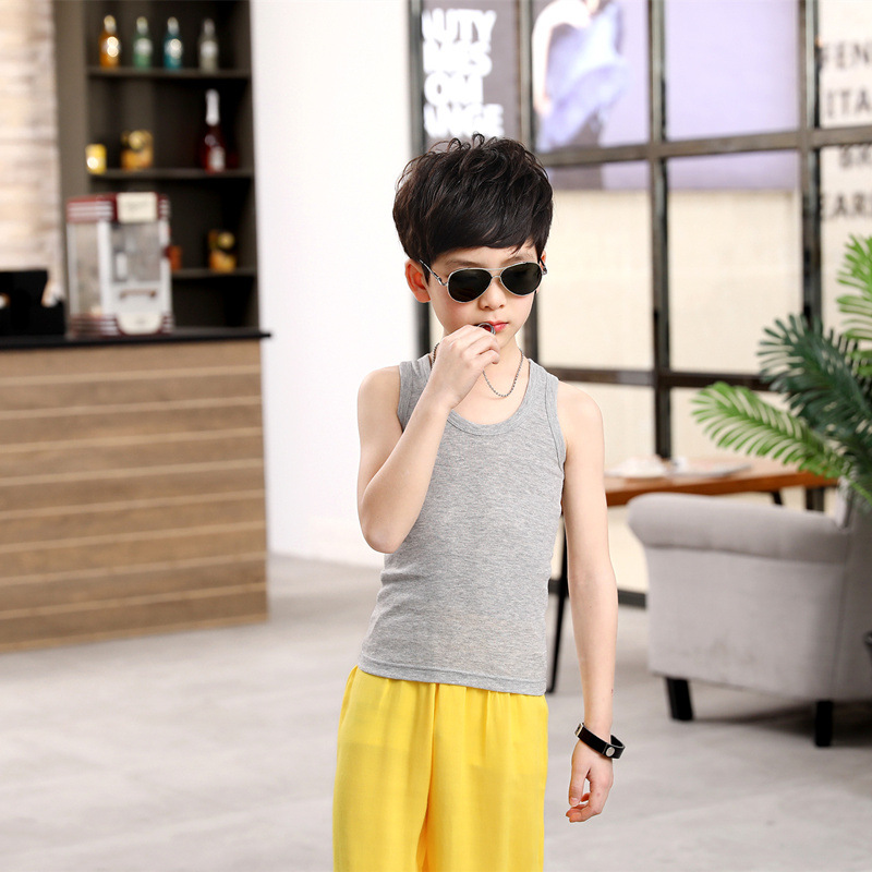 Picture of Children's Cotton Boys' I-shaped hurdle girls' small camisole children's underwear summer girls' bottoming shirt