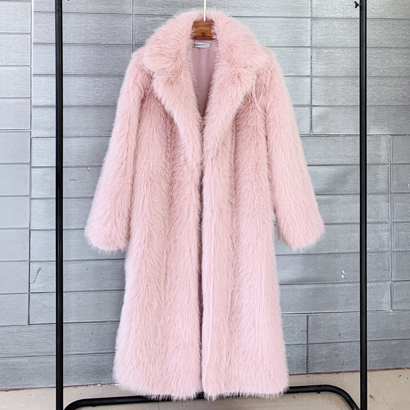 Picture of European and American Women's Long Toca Faux Fur Suit for Autumn and Winter Collar Coat Artificial Fur Faux Fur Coat