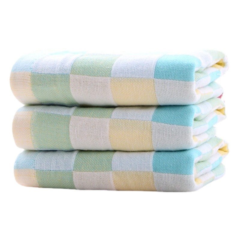 Manufacturer Wholesale Double-Layer Gauze Soft Absorbent Towel Fashionable Cotton Gauze Colorful Block Towel Ready for Thin Head Wiping