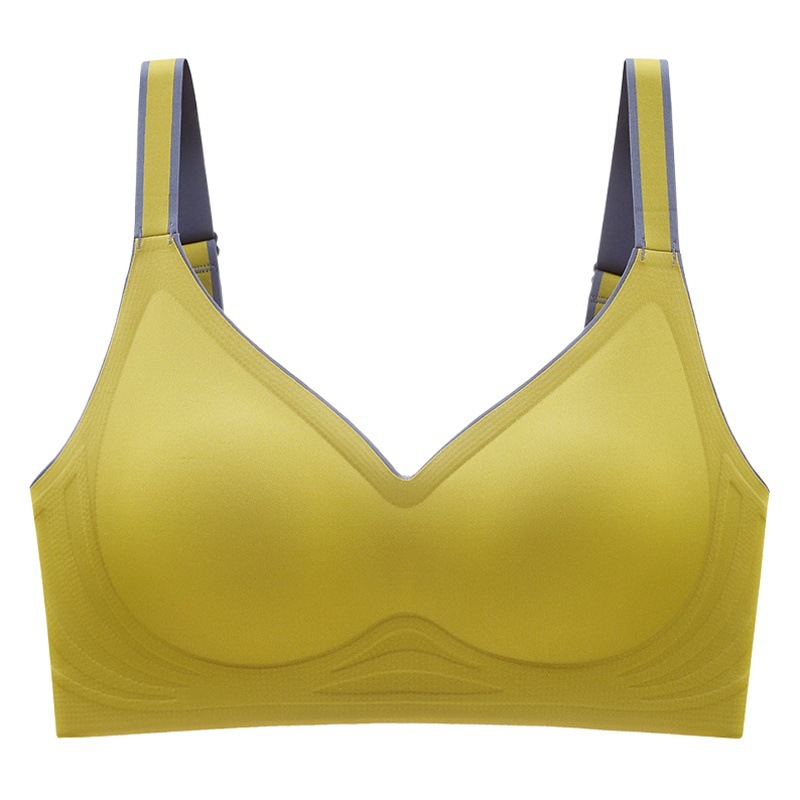 Contrast Color Gradient Jelly Strip Seamless Underwear Women's Small Chest Push-Up Adjustable Non-Steel Rim Sports Bra