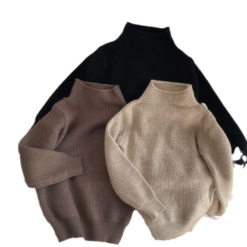 Picture of [in stock] South Korea children's baby half high collar solid color base shirt for boys and girls spring and autumn pullover new knitted