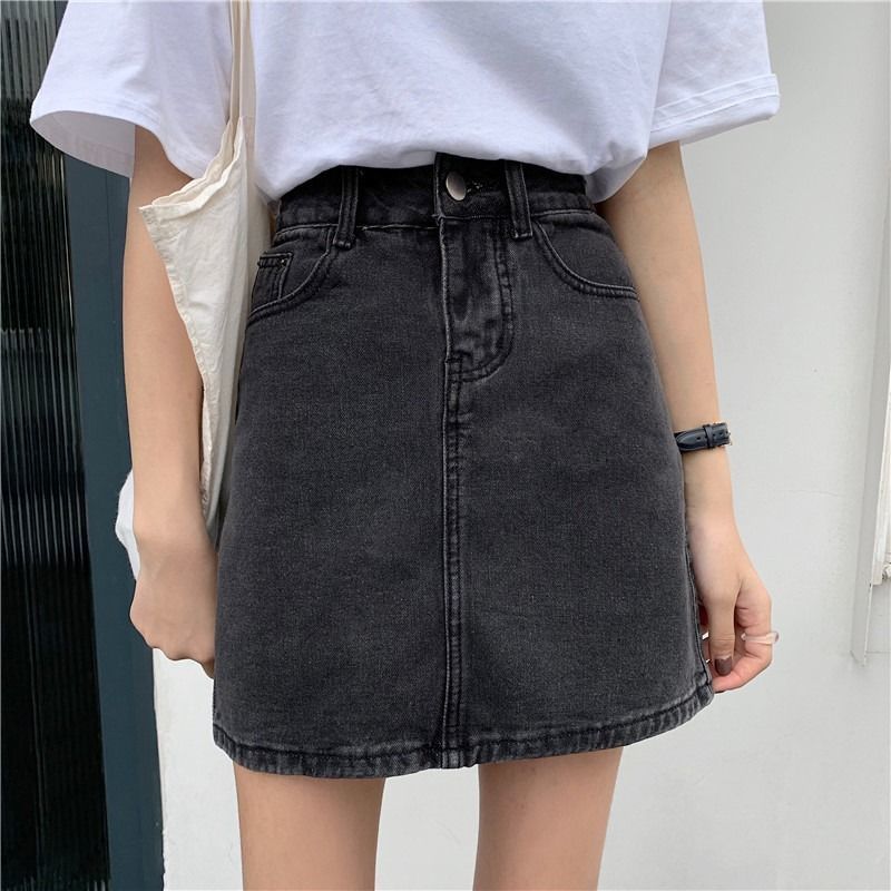 High Waist Denim Skirt Women's Spring and Summer 2024 New A- line Skirt Slimming All-match plus size Black Hip Half-length Skirt