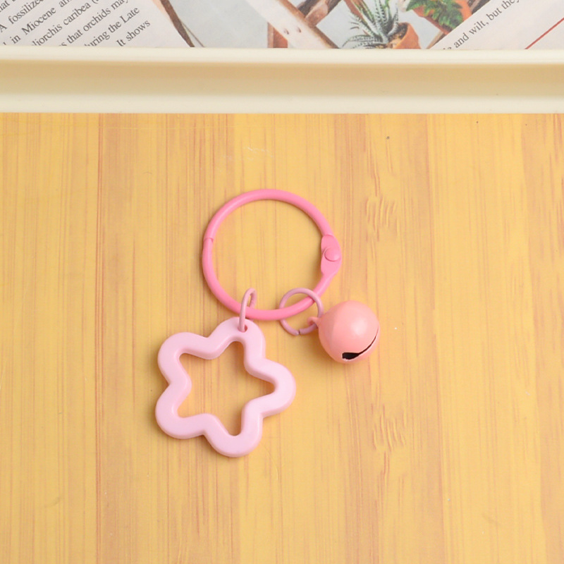 Picture of Korean Style Hyun-a Small Fresh Color Small Flower Bell Keychain Tanabata Gift Key Ring Bag Women's Hanging Accessories