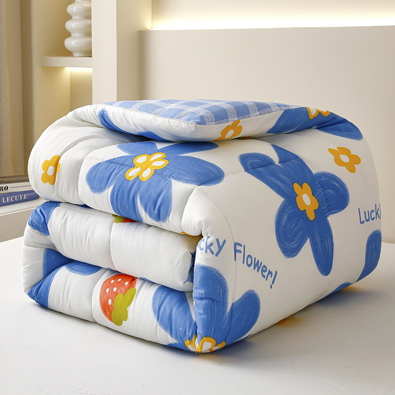 Picture of Factory wholesale thick warm winter quilt single student dormitory quilt double core bedding four seasons feather silk quilt