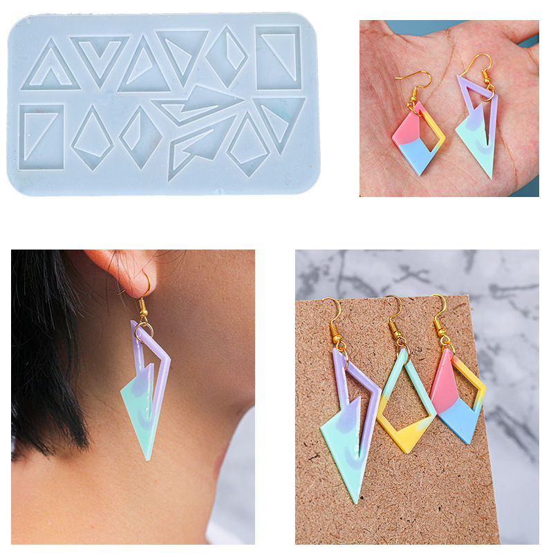 Picture of Glory drop mold diamond triangle earrings silicone mold Amazon resin hot push jewelry