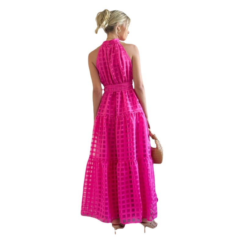 2024 European and American summer new casual high-end sleeveless waist large swing gentle style dress women's dress