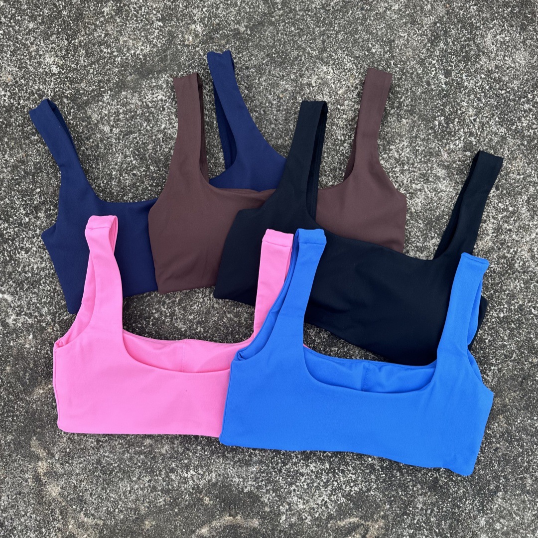 Women's Square Neck Cut Out Beautiful Back Soft Fitness Elastic Sports Bra Tight Outer Wear Running Vest Brushed Bra