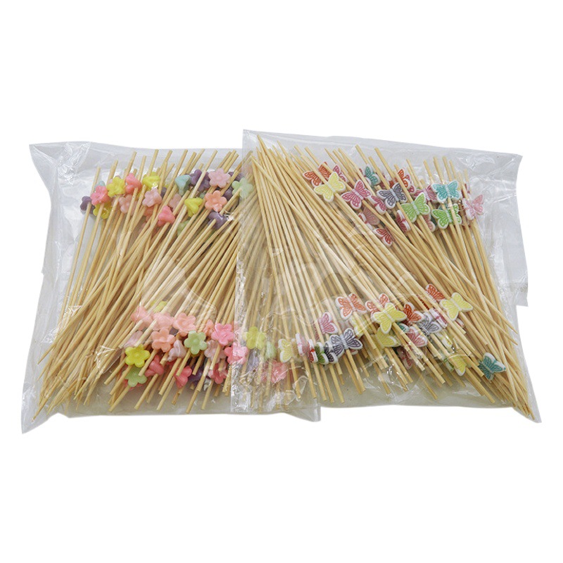 Disposable bamboo stick fruit stick art cocktail stick creative fruit fork love decorative bamboo wooden stick bamboo