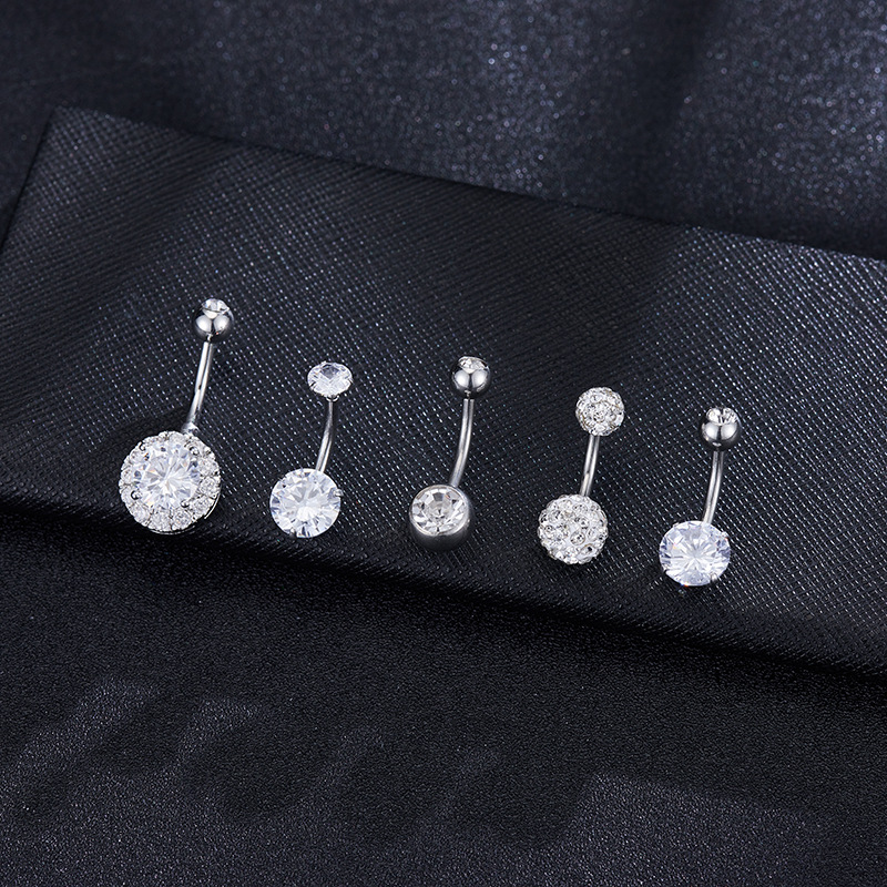 Picture of European and American cross-border supply fashion navel ring 5PCs polygon simple creative combination navel ring suit puncture