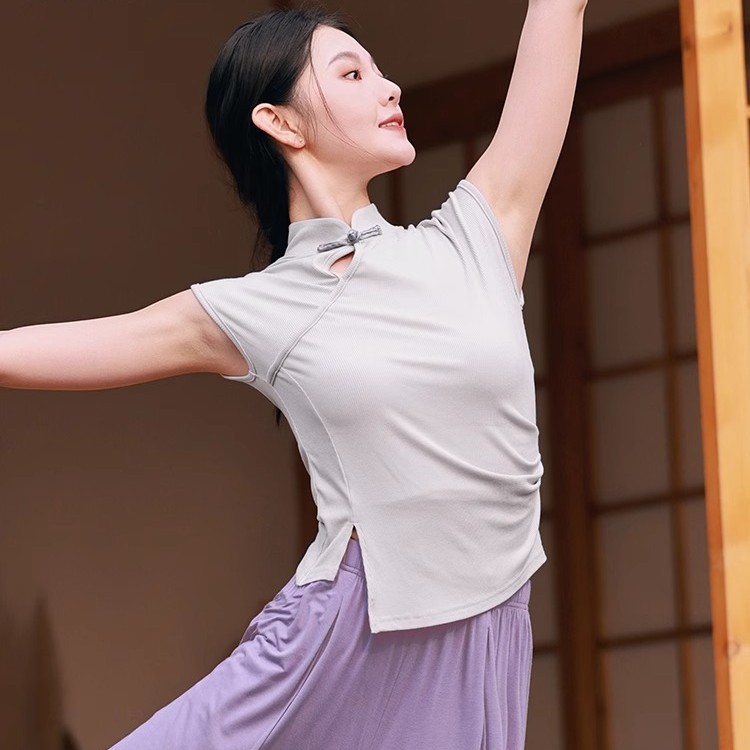 Picture of Classical Dance Clothing Adult Short-sleeved Top Thin Slimming Irregular Modern Dance Clothing Daily Wear Dancing Clothing