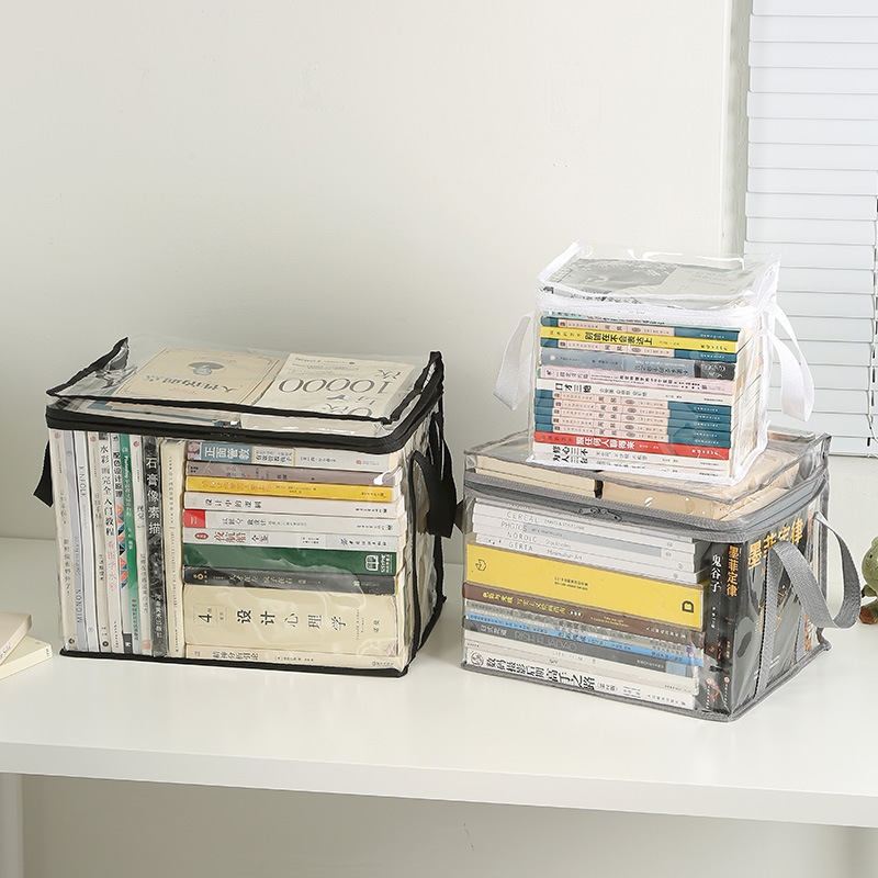 Picture of Transparent Visible Thickened Student Home Book Storage Box Storage Box Large Capacity Storage Storage Book Storage Box