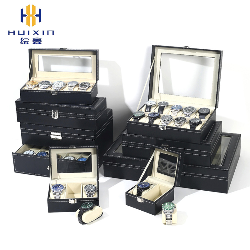 Watch Box Wholesale High-End Watch Storage Jewelry Box Ready-Made Leather Watch Transparent Window Storage Display Box